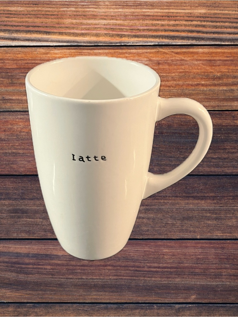 Large White Pottery Barn 'latte' Ceramic Coffee Mug